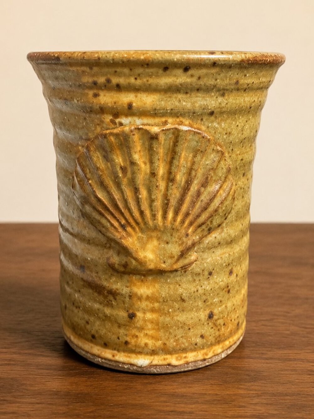 SAMEK Pottery Hand Turned Signed Shell Planter Pot Coastal Studio Art 5.75 Inch